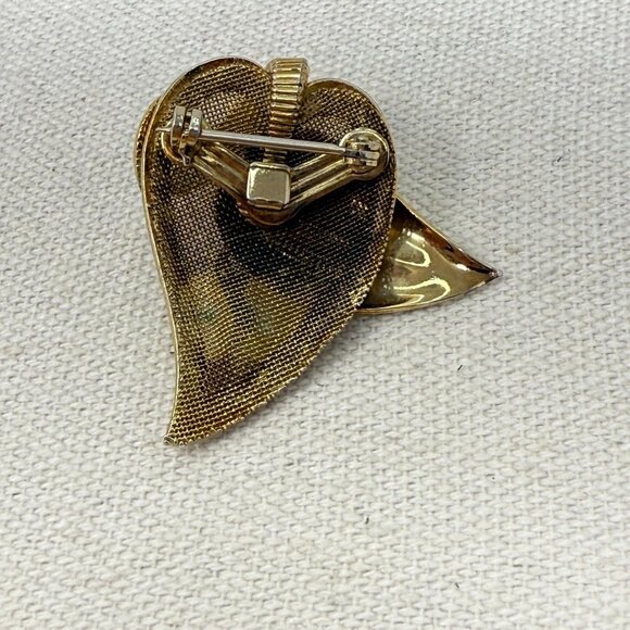 Vintage Leaf Brooch Pin Faux Pearl Gold-Tone MCM Classic Old Money‎ retro - Picture 7 of 8